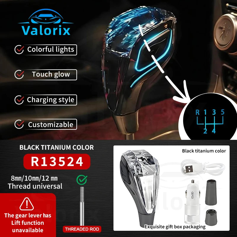 "Stylish luminous crystal gear shift knob for vehicles"