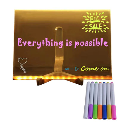 LED Letter Message Board with 7 Pens – Light-Up Erasable Neon Writing Board