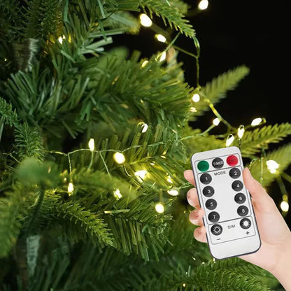 Remote control used to adjust LED string light brightness.