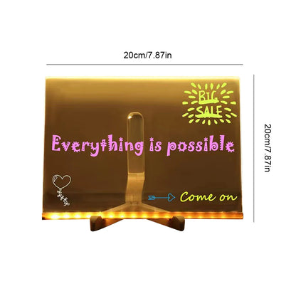 LED Letter Message Board with 7 Pens – Light-Up Erasable Neon Writing Board