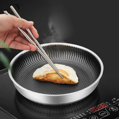 "professional stainless steel wok pan non-stick"