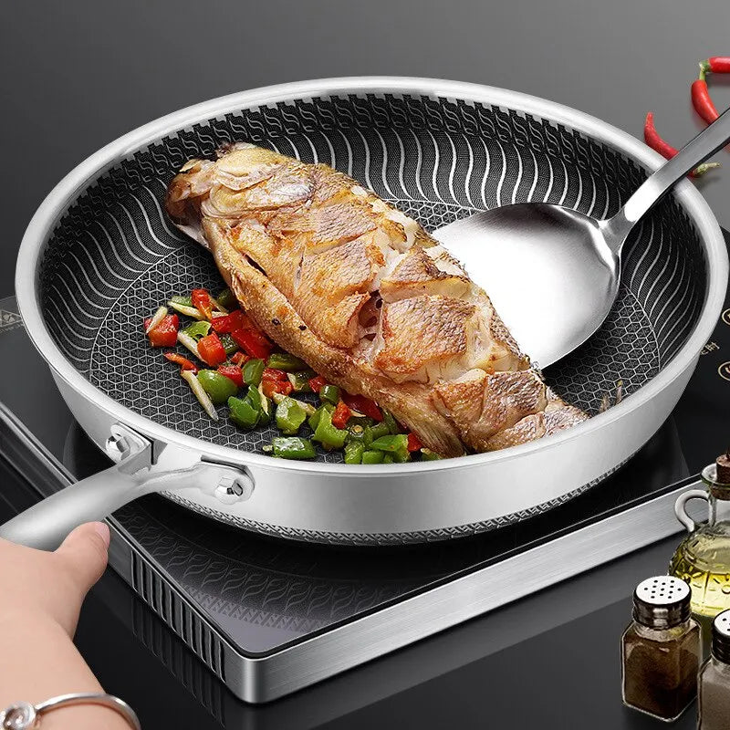 "tri-ply stainless steel frying pan 316 honeycomb"