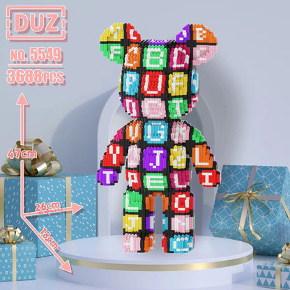 finished oversized bear block model on shelf
