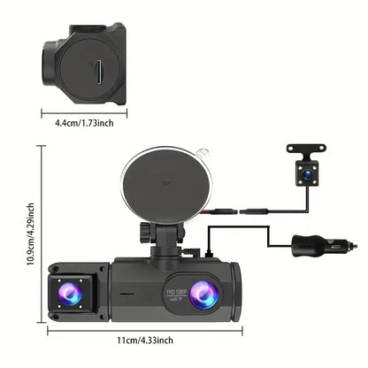 wifi 3 lens dash camera for cars with hd recording
