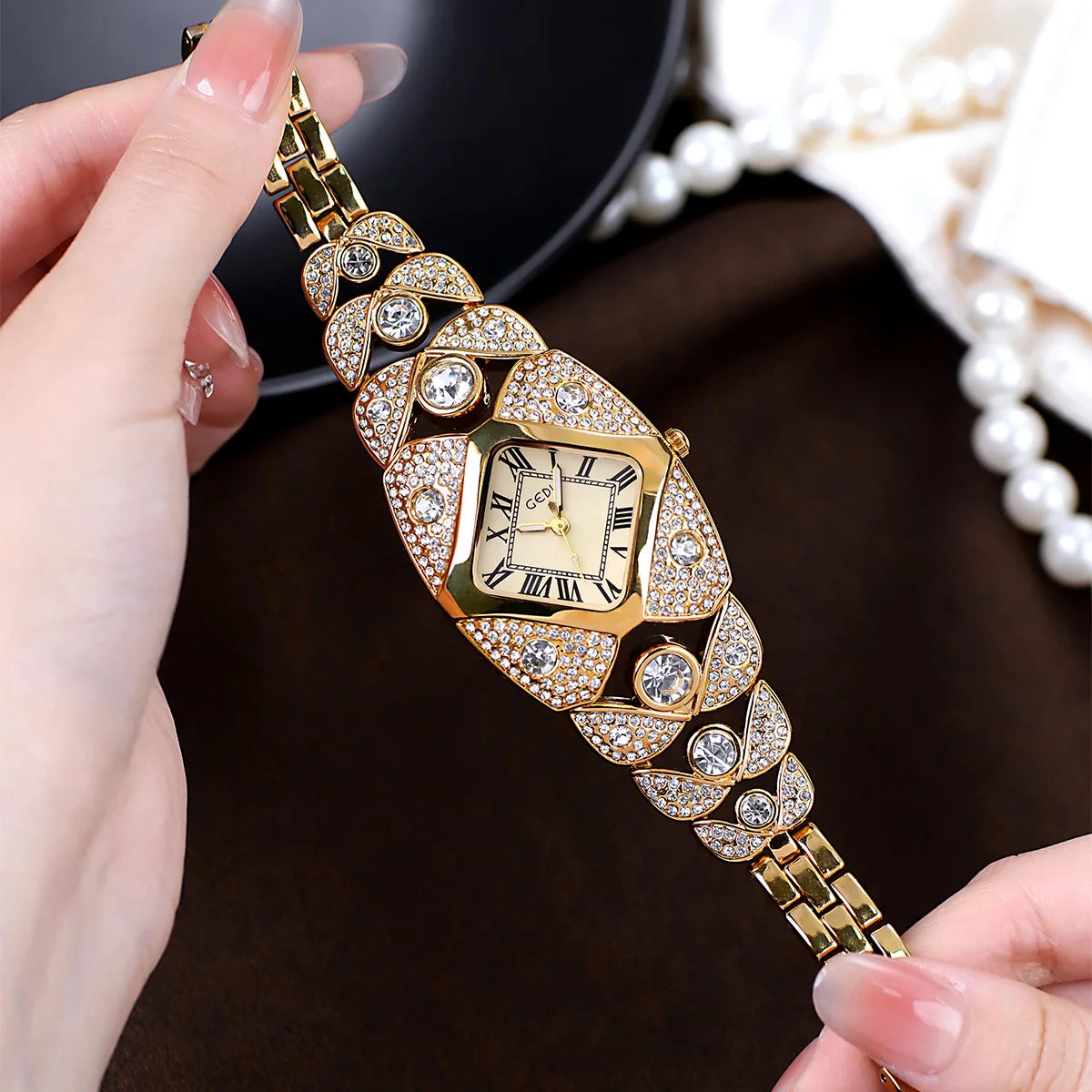 ladies bracelet style diamond watch stainless steel
