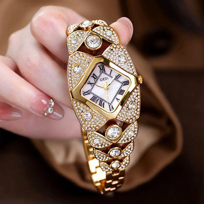 womens diamond luxury quartz bracelet watch waterproof
