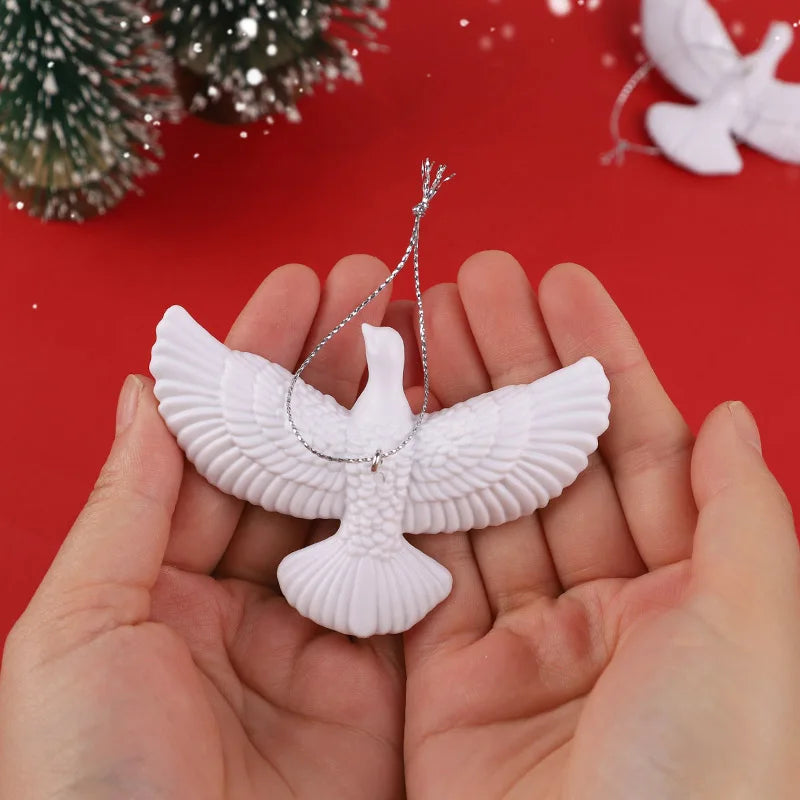 Holiday home decoration featuring peaceful white doves.