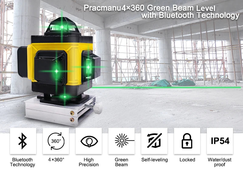 precision laser level with ±2mm accuracy at 10m
