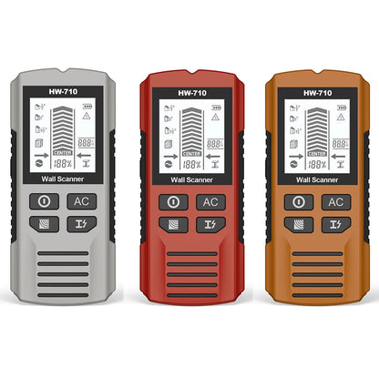 diy enthusiast using stud finder before drilling wall
3