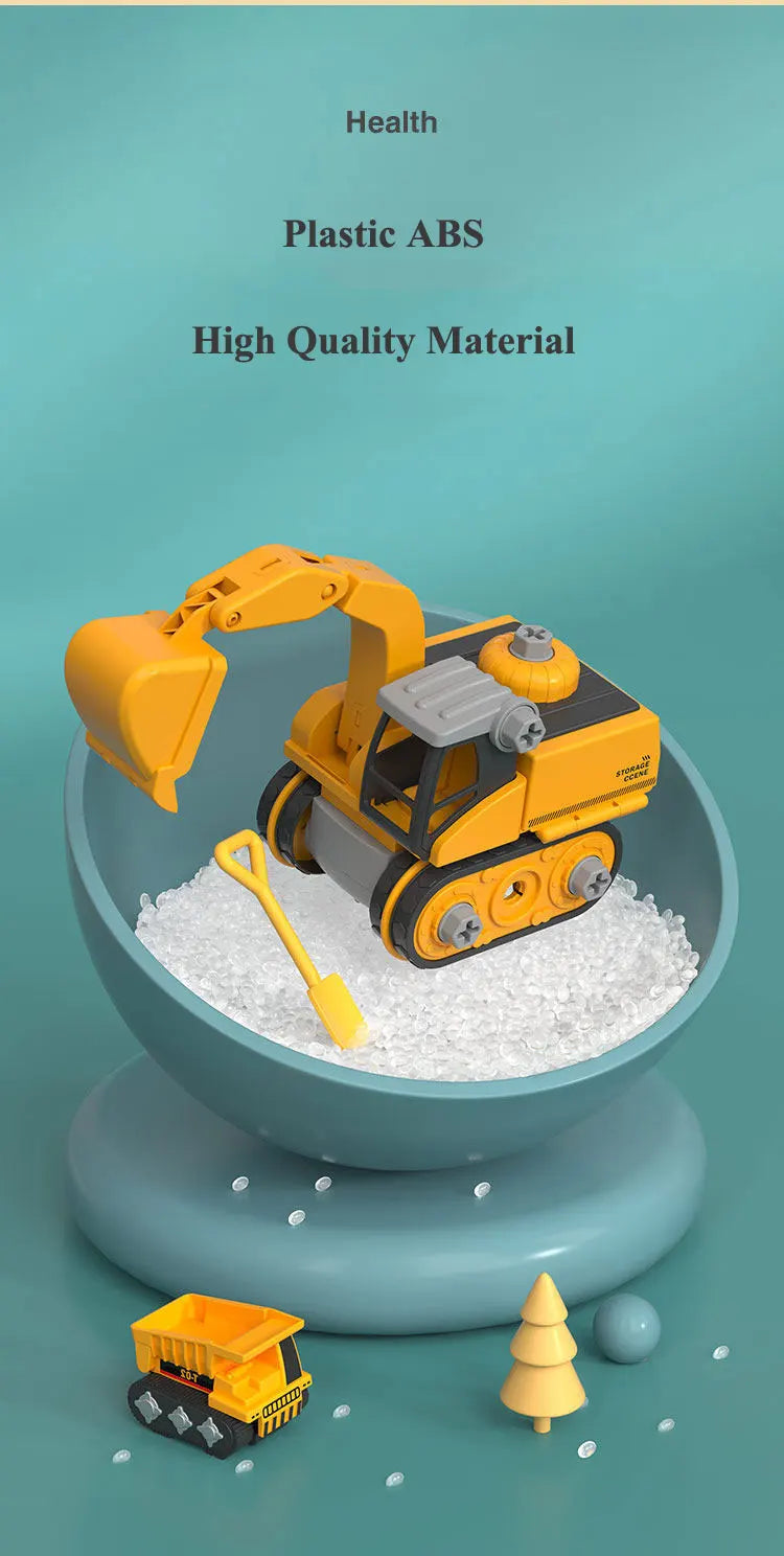 diy kids engineering vehicle toy set with electric drill
5