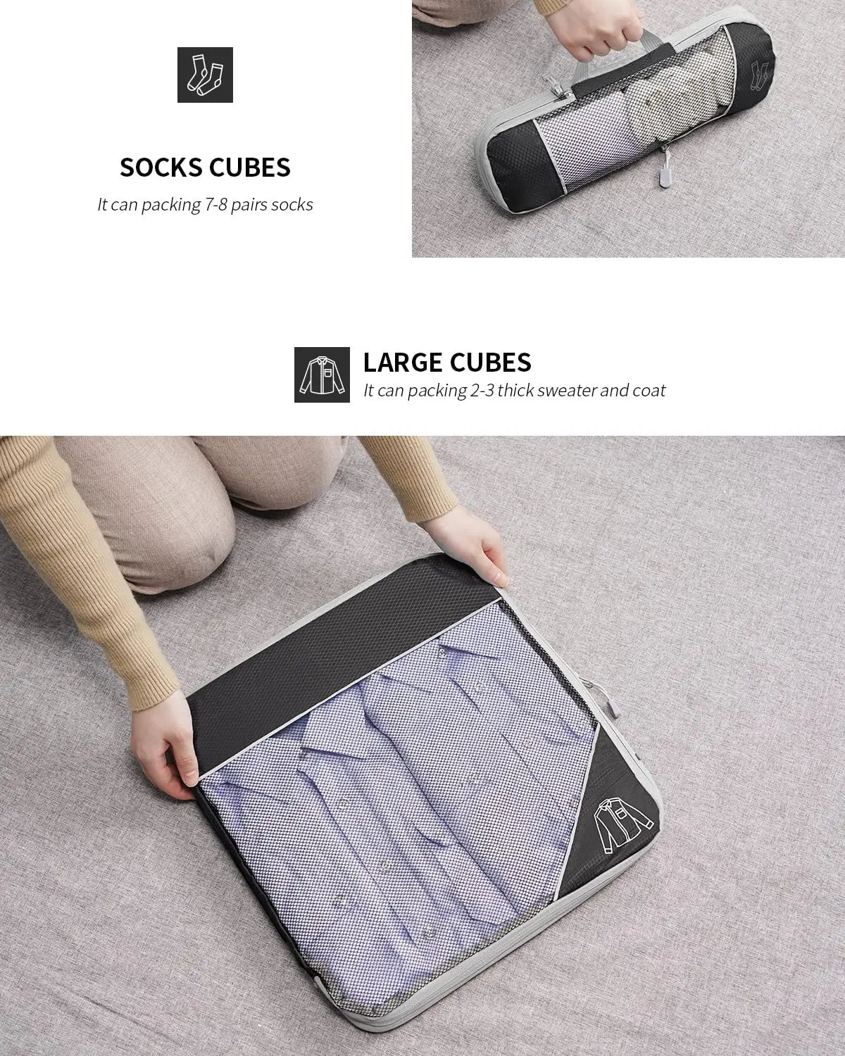 "Lightweight luggage organiser for clothes and shoes"