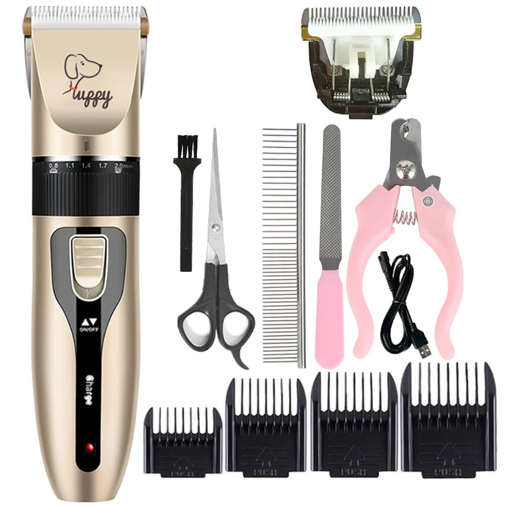 "home grooming kit for dogs and cats rechargeable"