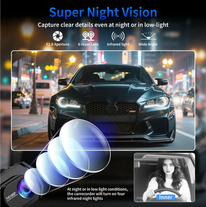 wifi 3 lens dash camera for cars with hd recording
