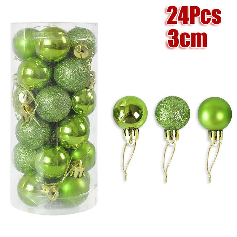 Mix of matte and glossy Christmas balls in gift box.