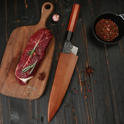 handcrafted japanese forged knives with wooden handles