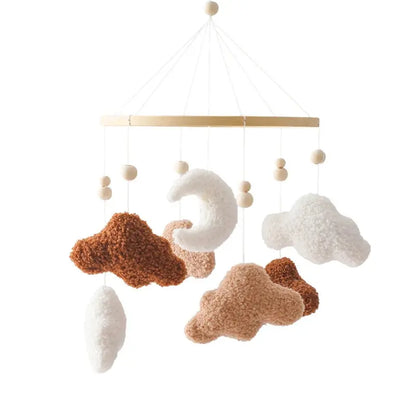wooden baby crib mobile with musical teddy bear dolls
1