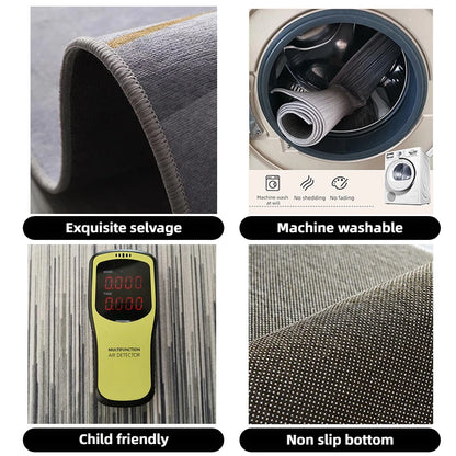 Cozy living room decorated with holiday floor carpet.