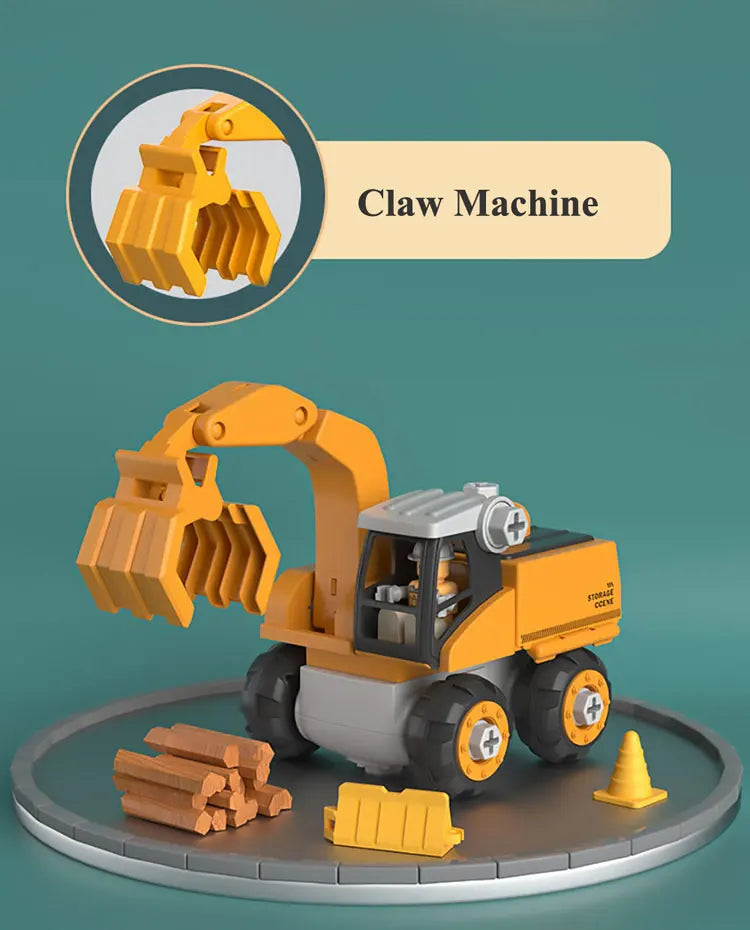 engineering truck toy set with liftable tower and storage
