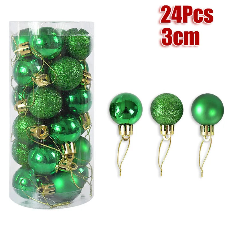 Mix of matte and glossy Christmas balls in gift box.